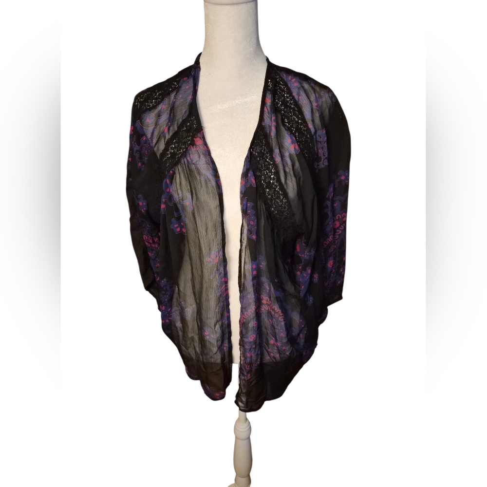 Express Sheer Black and Purple Women's Shrug